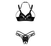 Obsessive Keira Lise 2-pcs Crotchless Set Black S/M