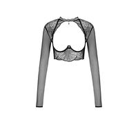 Obsessive Top Erotico Femminile Aperto Pizzo Floreale Mibelia, Nero,XS/S