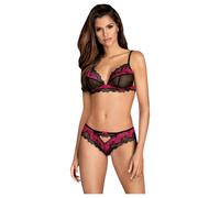 Set intimo in pizzo Obsessive Tulia (nero e rosa) - L/XL