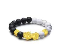 obsidian bracelet, Gold 999 Pixiu Bracelet Chinese Style Mens And Womes 24K Real Solid To Make A Fortune(Yellow)