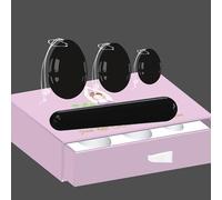 Obsidian Yoni Egg Yoni Wand Set di uova d'amore in pietra naturale uova forate e non forate per esercizi di Kegel Prodotto femminile - Set di corde in silicone - B