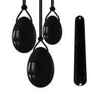 Obsidian Yoni Egg Yoni Wand Set di uova d'amore in pietra naturale uova forate e non forate per esercizi di Kegel, prodotto femminile, set forato senza scatola