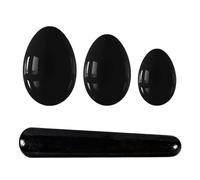 Obsidian Yoni Egg Yoni Wand Set di uova d'amore in pietra naturale uova forate e non forate per esercizi di Kegel Prodotto femminile, set senza scatola
