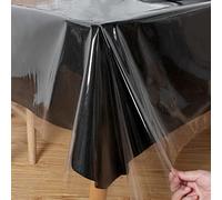 Obstal Tovaglia in plastica trasparente, 137 x 198 cm, 100% impermeabile, a prova di olio e di perdite, tovaglia rettangolare lavabile, per tavolo da pranzo, uso esterno e interno, trasparente