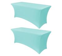 Obstal - Tovaglia in spandex elasticizzato per tavoli pieghevoli standard da 1,8 m, universale, rettangolare, per matrimoni, banchetti e feste, 183 x 76 x 76 cm, Blu, 2 pezzi