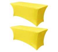 Obstal Tovaglia in spandex elasticizzato per tavoli pieghevoli standard da 1,8 m, universale, rettangolare, per stand per limonate, matrimoni, banchetti e feste, 183L x 76W x 76H cm, giallo, 2 pezzi