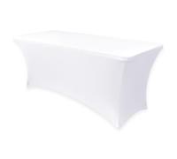 Obstal - Tovaglia in spandex elasticizzato per tavoli pieghevoli standard da 2,4 m, universale, rettangolare, aderente, ideale matrimoni, banchetti e feste, bianco, 243,8 x 76,2 cm (lunghezza
