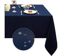 Obstal - Tovaglia Rettangolare in Microfibra, antiolio, Anti-rovesciamento e Resistente all'Acqua, tovaglia Decorativa per Esterni e Interni, 152 x 254 cm, Colore: Blu Navy