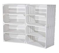 Obstkisten Online 8 scatole per frutta bianca e bianca con ripiano intermedio, 50 cm x 40 cm x 30 cm, shabby chic, in legno, scaffali da parete, per il fai da te