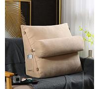 OBTUSS Cuscino da lettura a cuneo con cuscino regolabile per il collo e tasche, cuscino posteriore per divano TV, cuscino per il riposo del letto, cuscino triangolare per testiera e supporto lombare