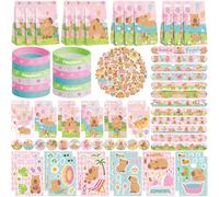 Obussgar Articoli per feste a tema Capybara rosa, tra cui sacchetti regalo, adesivi, spille e braccialetti per una festa di compleanno a tema Capybara