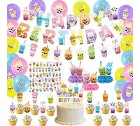 Obussgar Decorazioni per feste di compleanno, accessori per feste di compleanno, tra cui striscioni, decorazione per torte, tè di perle e palloncini
