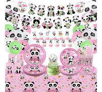 Obussgar - Decorazioni per feste di compleanno, panda, striscioni, piatti, tazze, tovaglie, palloncini per ragazze