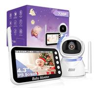 OBVHNUA Baby Monitor Video e Audio 720P Display da 4.3 Pollici Zoom Digitale Modalità VOX Audio Bidirezionale Rilevamento della Temperatura Promemoria di Alimentazione Ninna Nanna