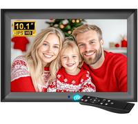 OBVHNUA Fotocornice Digitale 10,1 Pollici Cornice Elettronic con Telecomando, Senza WiFi Senza Touchscreen Rotazione Automatica Supporto USB/SD, Foto Musica Video Calendario Famiglia