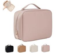 Obviously Multi-compartment Toiletry Cosmetics Bag, PU Leather Large Capacity & Portable Hanging Toiletry Bag, Travel Makeup Pouch for Women (pink)