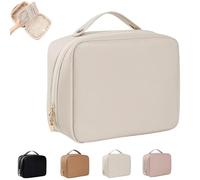 Obviously Multi-compartment Toiletry Cosmetics Bag, PU Leather Large Capacity & Portable Hanging Toiletry Bag, Travel Makeup Pouch for Women (white)