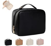 Obviously Multi-compartment Toiletry Cosmetics Bag, PU Leather Large Capacity & Portable Hanging Toiletry Bag, Travel Makeup Pouch for Women (Black)