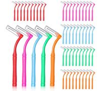 OBYCPIN Spazzole Interdentali 50 Pezzi in 5 Misure - Spazzole Interdentali a Forma di L con Manico Antiscivolo, Set di Spazzole Dentali per la Pulizia Dei Denti e Parentesi Graffe (con Scatola)