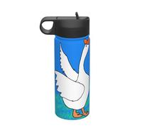 Oca bianca allarga le ali Bottiglia d'acqua isolata da viaggio per il tempo libero, bottiglia d'acqua in acciaio inox (510 ml), adatta per campeggio, fitness, escursioni all'aperto,