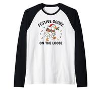 Oca Festiva sul Natale Sciocco Sciolto Maglia con Maniche Raglan