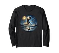 Oca Guardando la Luna Notte Scena Arte Maglia a Manica