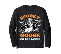 Oca Spaventosa Divertente Oca Scheletro Sciocchi Halloween Maglia a Manica
