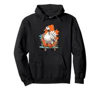 Oca su skateboard in stile cartoon con spruzzi di colore Felpa con Cappuccio
