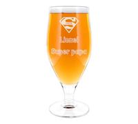 Ocadeau Bicchiere da birra 50cl personalizzato con incisione - Bicchiere trasparente inciso al laser con il tuo testo - Regalo originale per uomo, festa del papà o compleanno