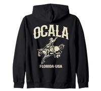 Ocala Florida USA Cowboy e Bucking Horse Design Felpa con Cappuccio