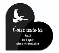 OCAP-FUNERAIRE.COM Targa incisa funeraria con ramoscello modello 1 adesivo modello Cuore (15x15 cm) personalizzata da 1 a 3 righe Nero
