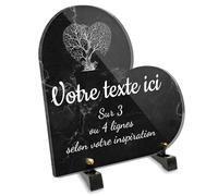 OCAP-FUNERAIRE.COM Targhetta per tomba con cuore personalizzato in plexiglass varie dimensioni spessore 6 mm su varie linee 20 x 20 cm