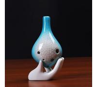 Ocarina 6 fori Alto C Key Tones Gradient Crackle Pattern Smalto Ceramica Ocarina Flauto Strumento musicale Stile bottiglia di vino (Color : White in the middle)