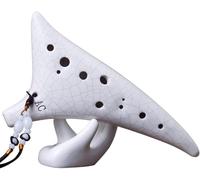 Ocarina a 12 fori, ocarina in dolomite in do contralto con cordino, fuoco affumicato, strumento regalo per adulti principianti (01)