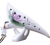 Ocarina a 12 fori, ocarina in dolomite in do contralto con cordino, fuoco affumicato, strumento regalo per adulti principianti (07)