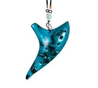 Ocarina Alto C Tone in ceramica a 12 fori, strumenti classici per flauto con libro dei canti, borsa protettiva, cordino regalo per bambini, adulti, principianti (Color : Blue)