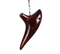 Ocarina Alto C Tone in ceramica a 12 fori, strumenti classici per flauto con libro dei canti, borsa protettiva, cordino regalo per bambini, adulti, principianti (Color : Brown)
