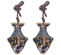 Ocarina Ceramica a Sei Fori in Tonalità Alto C, 2 Pezzi | Forma di Pesce Blu, Beccuccio Ergonomico e Spaziatura Dita, per Lezioni e Primi Esercizi