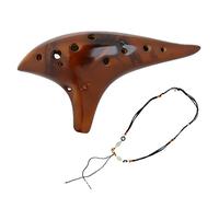 Ocarina in ceramica a 12 fori, chiave di do, colore marrone, con tabella delle dita e cinturino
