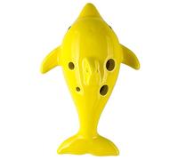 Ocarina in ceramica cotta, modello di ocarina, Creativo cartone animato a forma di delfino in ceramica 6 fori contralto C (AC), impara a praticare strumenti a flauto,(Yellow)