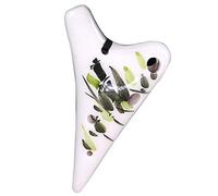 Ocarina in ceramica cotta, modello di ocarina, Mini 6 fori Super High Tone F (SSF) Clay, creativo strumento musicale a forma di sottomarino con motivo floreale dipinto a mano,(White D)