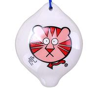 Ocarina in ceramica cotta, modello di ocarina, Strumento a fiato circolare in ceramica con 4 fori dello zodiaco cinese 12, motivo creativo con animali dei cartoni animati,(White C)
