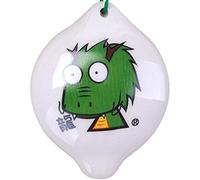 Ocarina in ceramica cotta, modello di ocarina, Strumento a fiato circolare in ceramica con 4 fori dello zodiaco cinese 12, motivo creativo con animali dei cartoni animati,(White E)