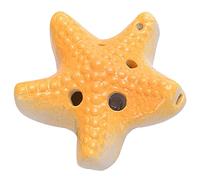 Ocarina in ceramica cotta, modello di ocarina, Strumento creativo e squisito a forma di stella marina, strumento for flauto contralto in Do a 6 fori, ornamenti/regali di compleanno(Orange)