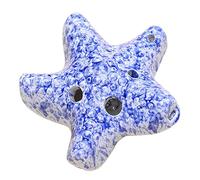 Ocarina in ceramica cotta, modello di ocarina, Strumento creativo e squisito a forma di stella marina, strumento for flauto contralto in Do a 6 fori, ornamenti/regali di compleanno(Blue)