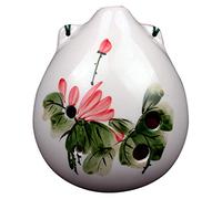 Ocarina in ceramica cotta, modello di ocarina, Strumento musicale nazionale a forma di goccia a 6 fori for principianti, in argilla dipinta a mano, con inchiostro creativo e vento,(White C)