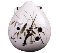 Ocarina in ceramica cotta, modello di ocarina, Strumento musicale nazionale a forma di goccia a 6 fori for principianti, in argilla dipinta a mano, con inchiostro creativo e vento,(White B)