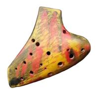 Ocarina in ceramica per adulti Strumenti Per Ocarina A Doppio Tubo In Ceramica Toni Acuti Ocarine Flauto Strumentazione Musicale Professionale Accessori(Orange)