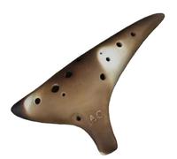 Ocarina in ceramica per adulti Strumento Ocarina Foro Marrone Scuro Strumenti Musicali Aspetto Liscio Facile Da Imparare Tasto C Alto 12 Fori(Brownwhite)