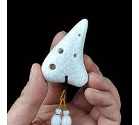 Ocarina in ceramica, strumento ocarina, mini ocarina Mini Ocarina a 6 fori Strumenti tradizionali portatili in ceramica tradizionali a tono super alto for principianti (Colore : Bianca) (Colore : Blu)